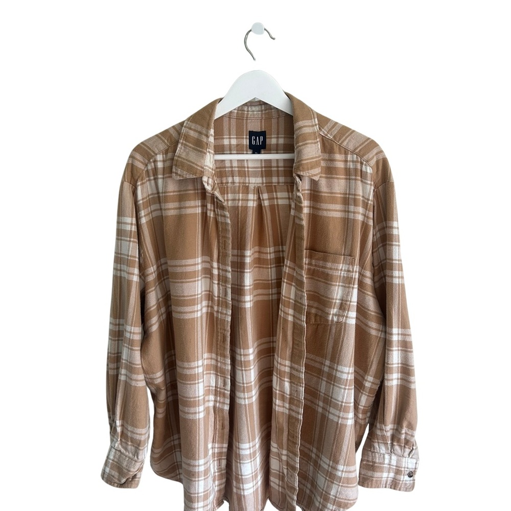 GAP Tan Plaid Flannel Button Down